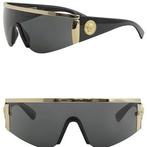 Versace Black and Gold Shield Sunglasses